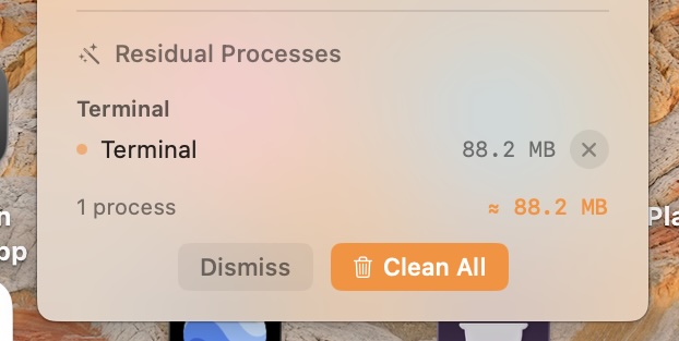 Clean residual processes and free RAM